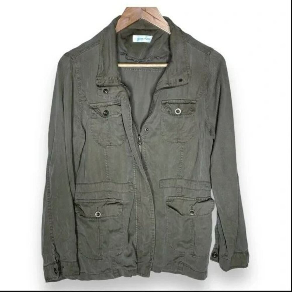 Grace & Lace Soft Army / Military Utility Jacket in Olive Green - Small